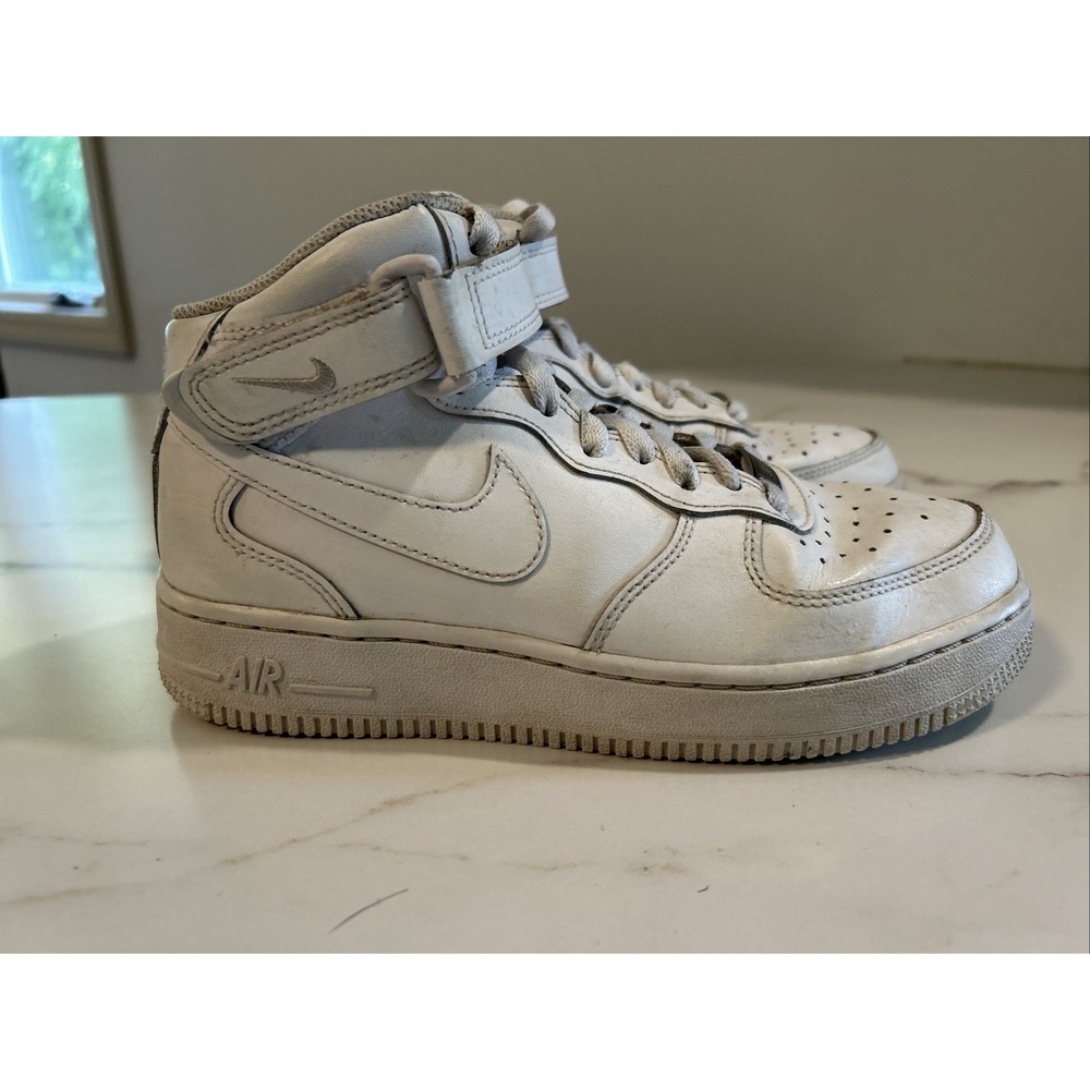 Nike Air Force 1 High Top Shoes Boys Size 4.5Y Triple White Dh2933-111‎